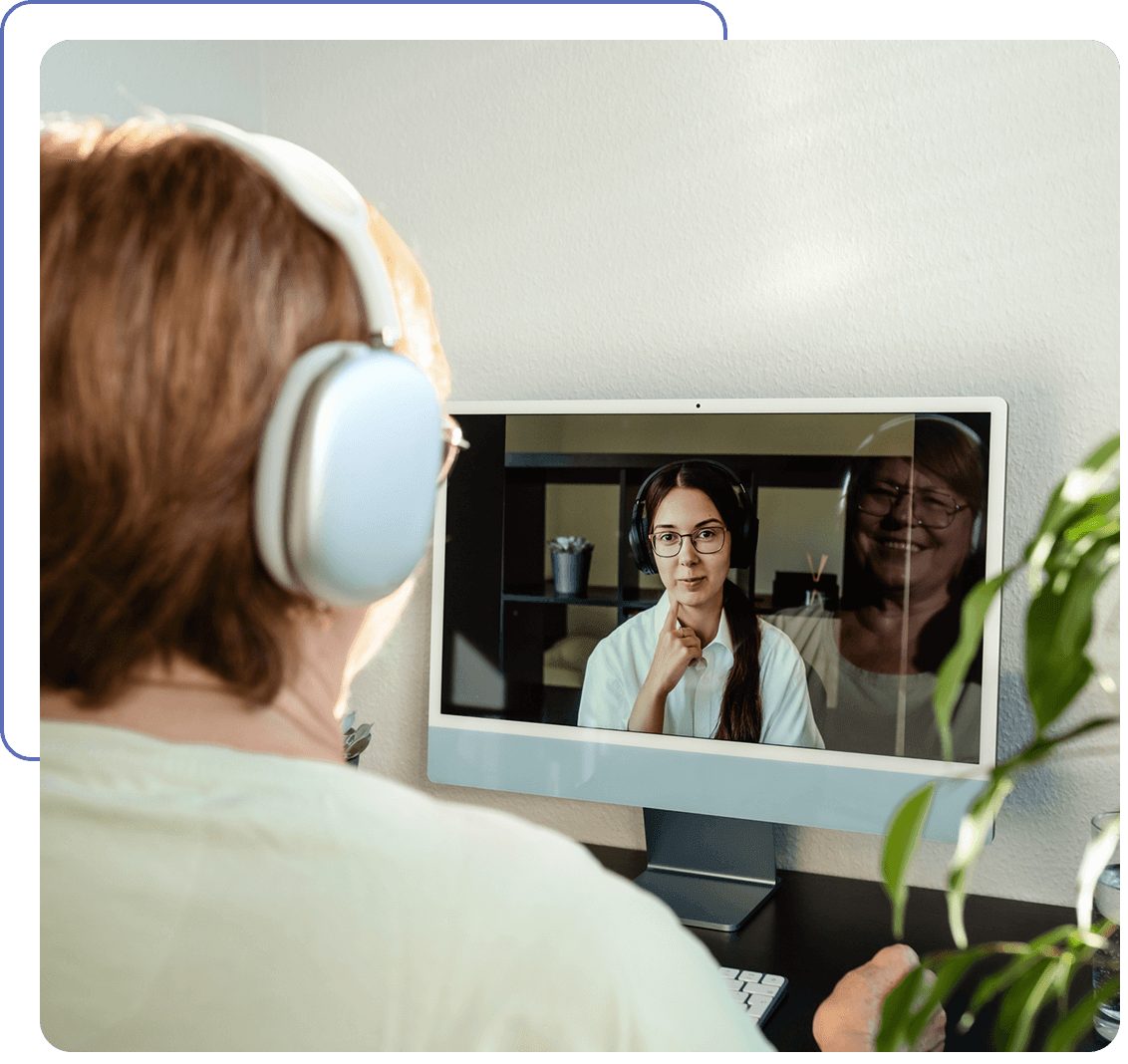 Person in headphones on video conference